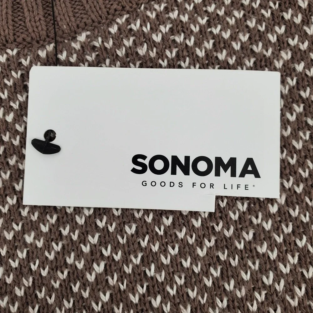 Sonoma Goods For Life Birdseye Crewneck Sweater Mens Small Tan Brown Textured
